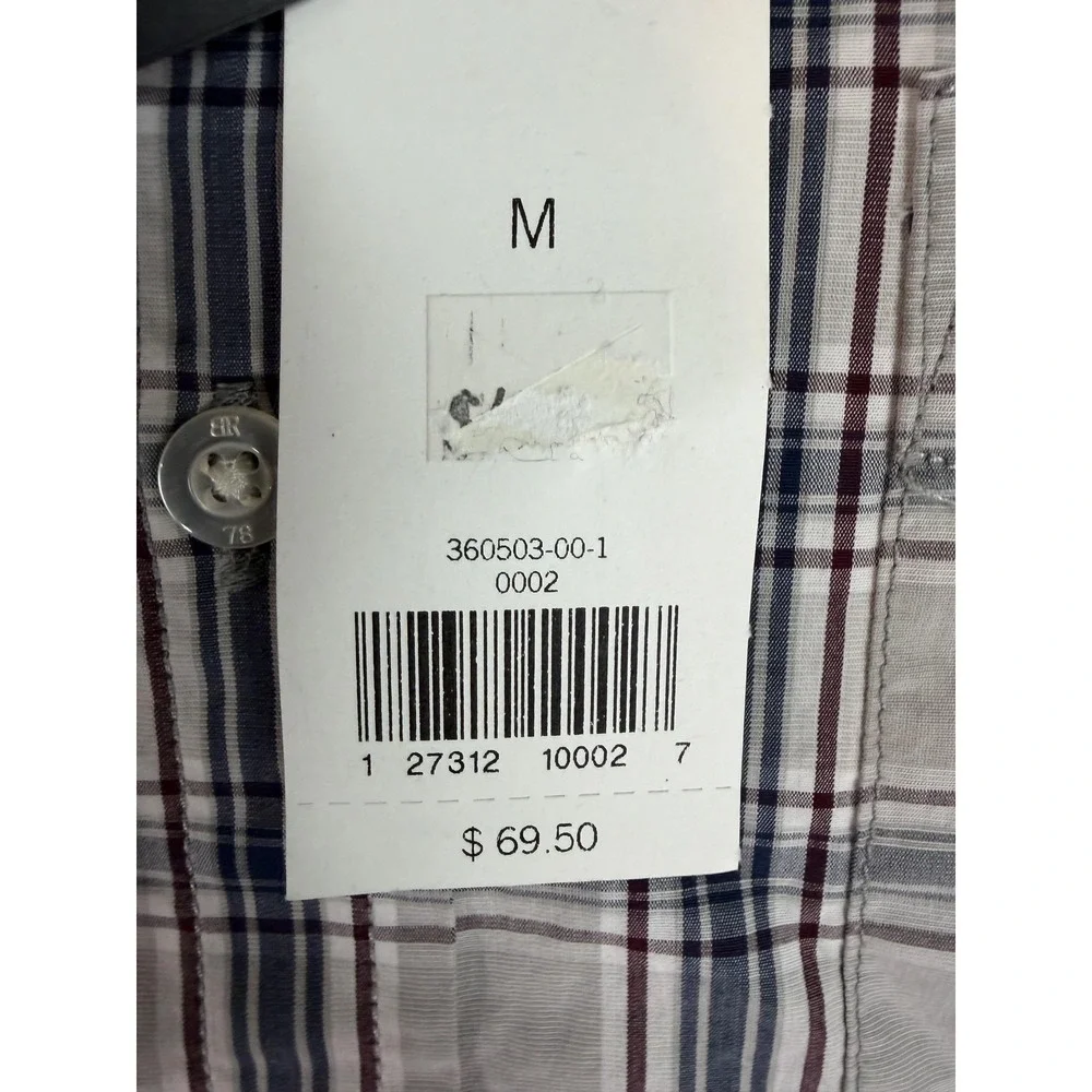 Banana Republic Shirt Men M Gray Plaid Luxe Poplin Long Sleeve Button Casual New